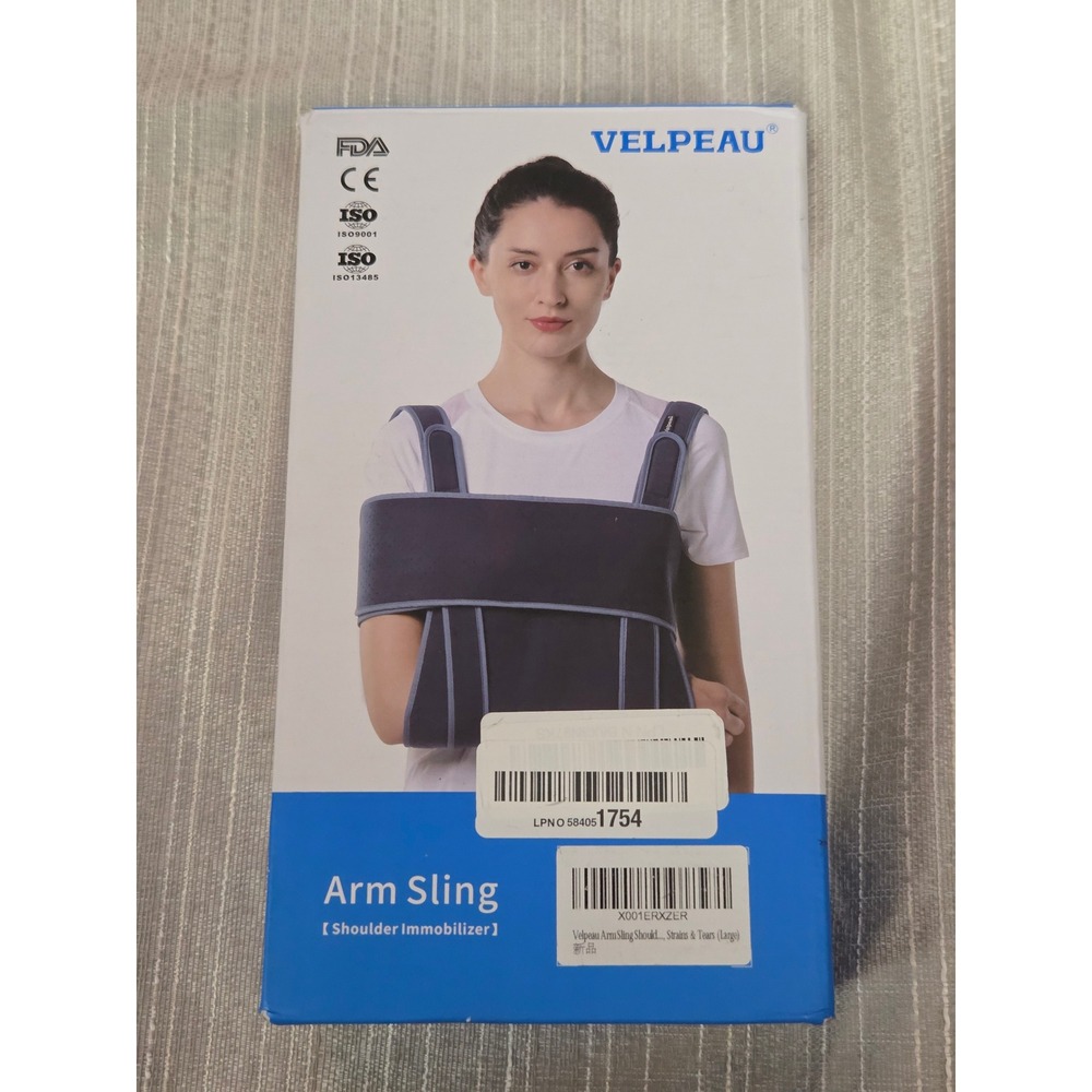 Velpeau Arm Sling Shoulder Immobilizer Large Black Medical Support Brace